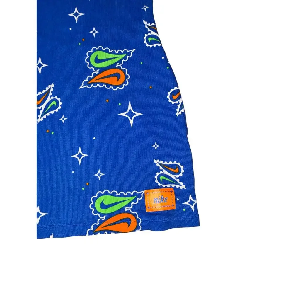 NIKE Ribbed Bodycon tank dress swoosh all over print size‎ medium